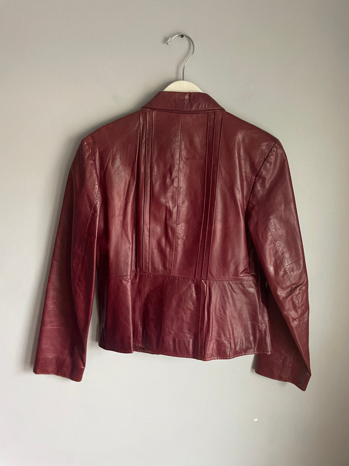 Banana Republic Oxblood Burgundy Genuine Leather Jacket Zip Front Size 6 Vintage Y2K
