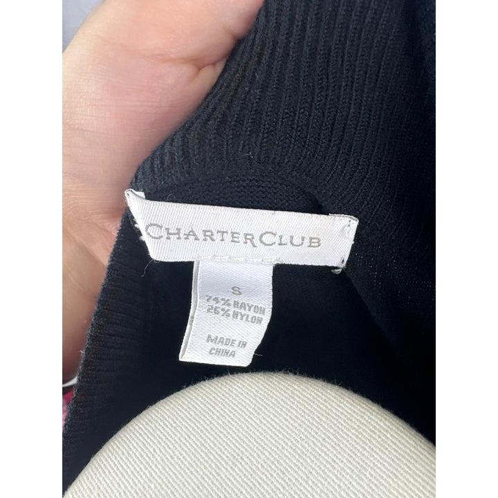 Charter Club Black Turtleneck Sweater Small Rayon & Nylon Womens