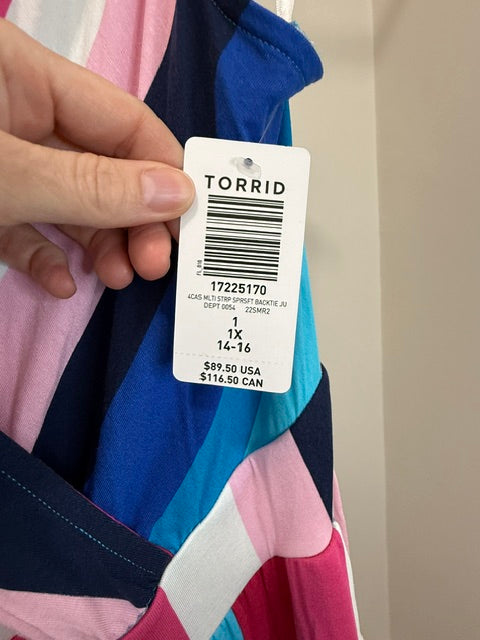 Torrid Stripe Wide Leg Jumpsuit NWT Sz1 / 1X /14-16