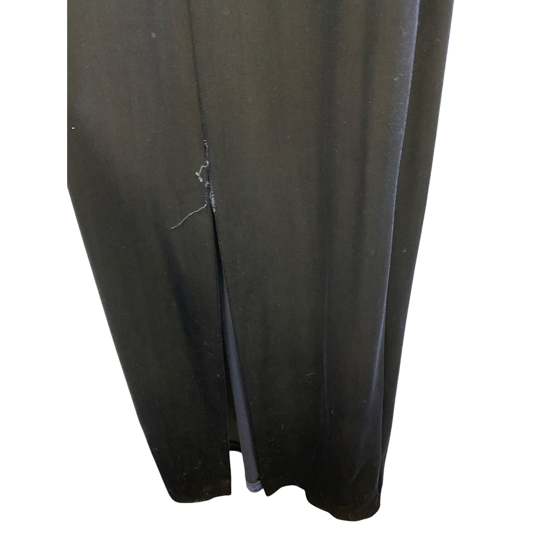 Betsy & Adam Vintage 90s Spaghetti Strap Velvet Gown With Floral Beading Detail