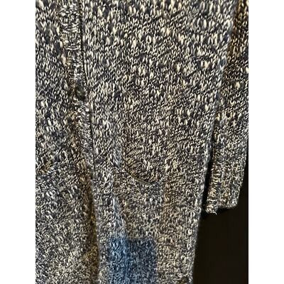 Caslon Womens Knit Long Cardigan Sweater XS Acrylic & Wool Blend Dark Blue & White Pattern