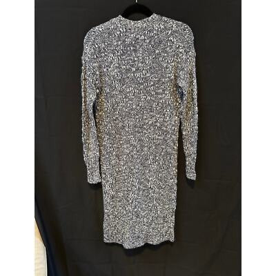 Caslon Womens Knit Long Cardigan Sweater XS Acrylic & Wool Blend Dark Blue & White Pattern