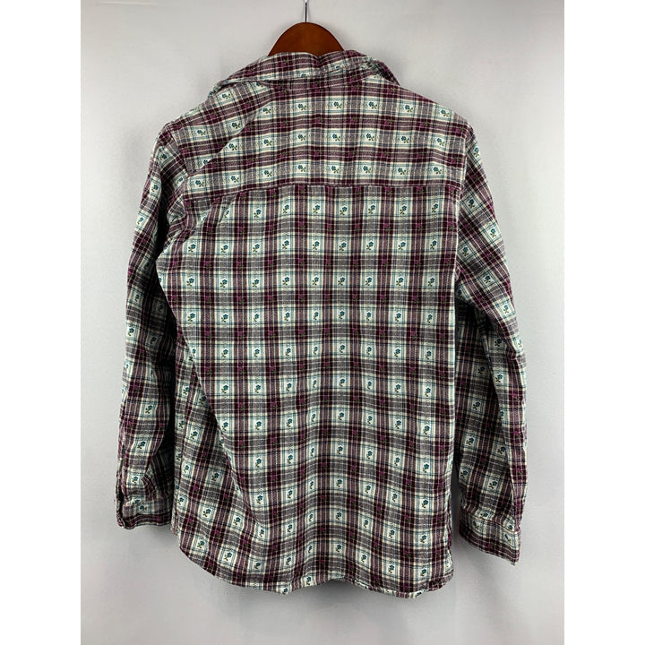 Cascade Blues Womens S Plaid Button-Up Shirt 100% Cotton Long Sleeve