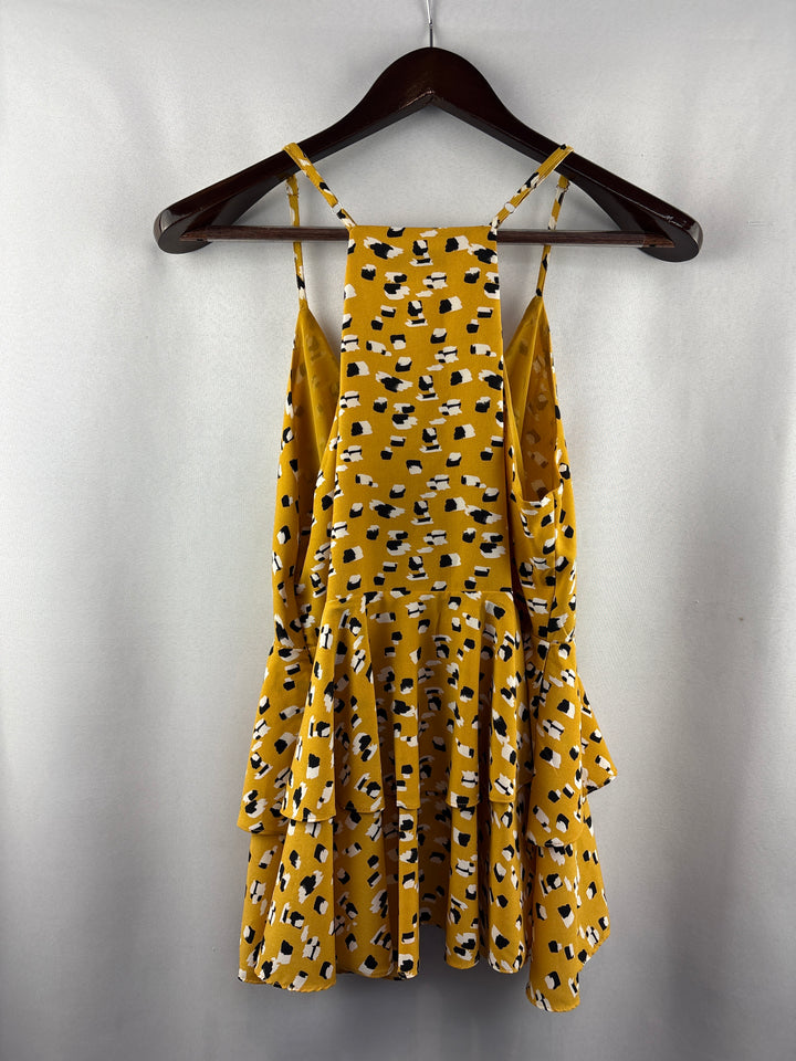 Women’s Fate Large Yellow Sleeveless Ruffled Blouse