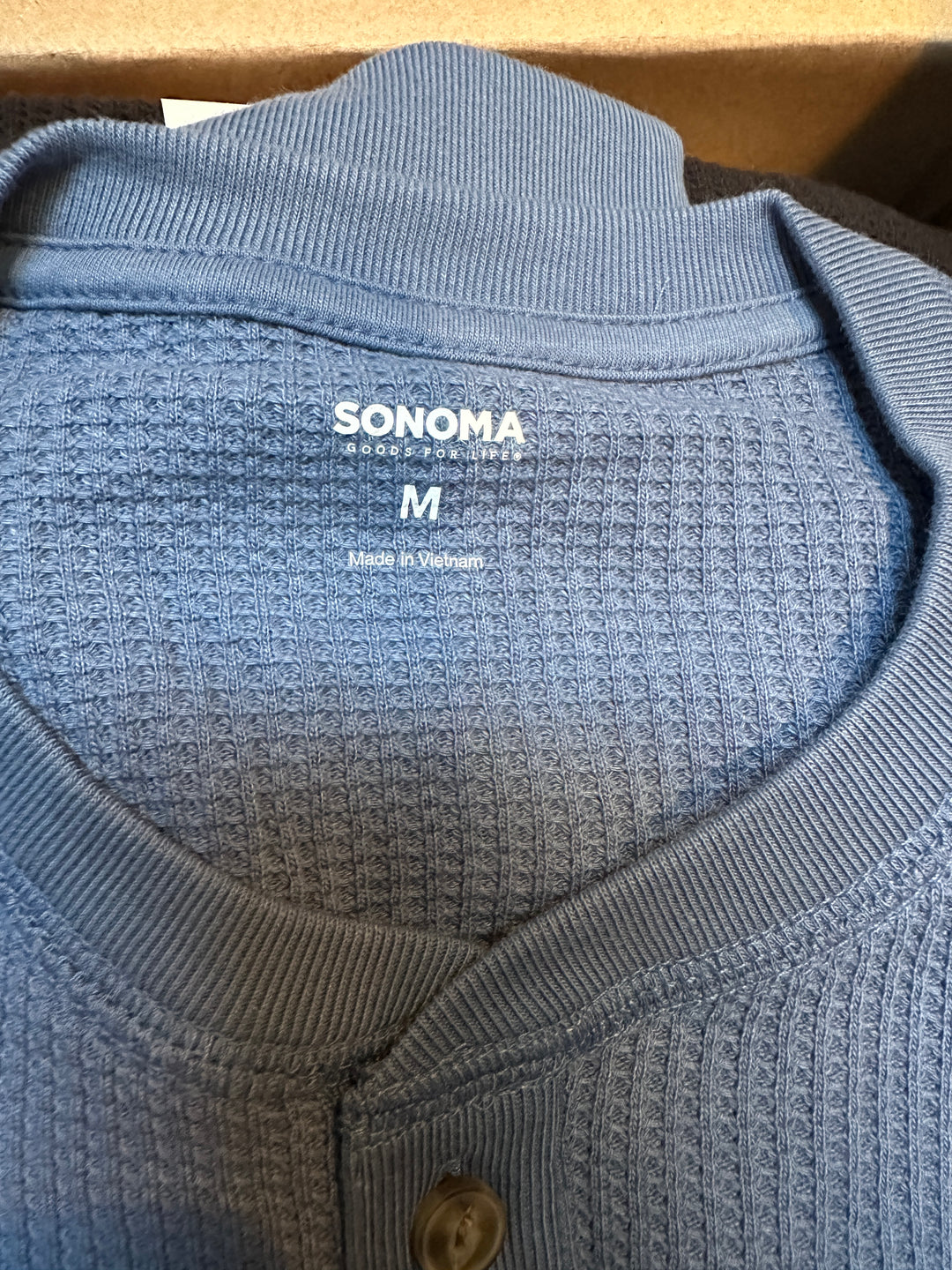 Men’s Sonoma Slate Blue Waffle Henley Size M