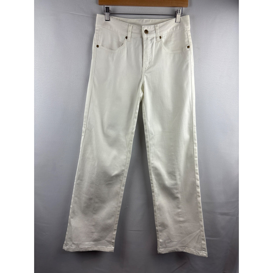 Women With Control White Straight-Leg Pants Size 4 Cotton/Polyester Blend