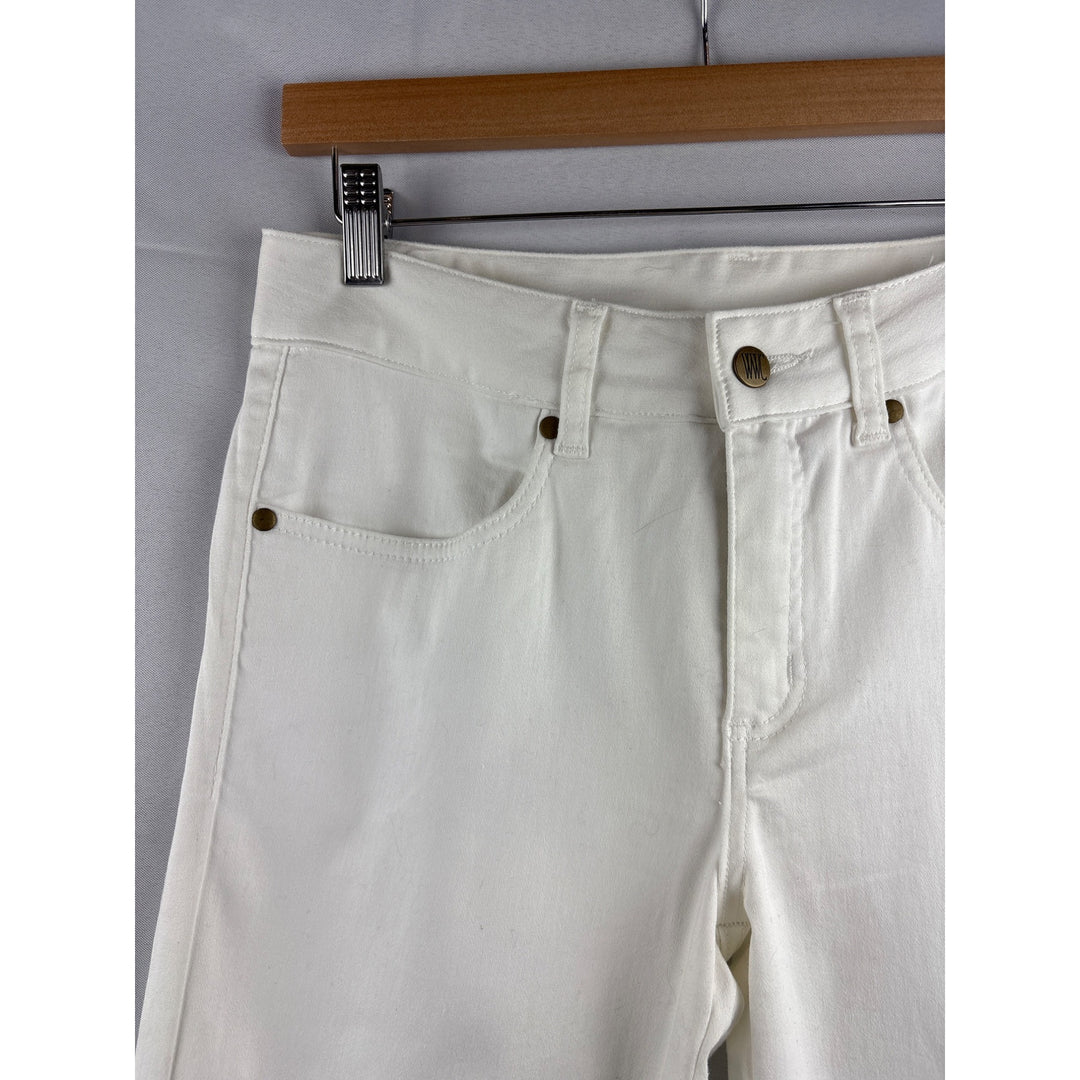 Women With Control White Straight-Leg Pants Size 4 Cotton/Polyester Blend