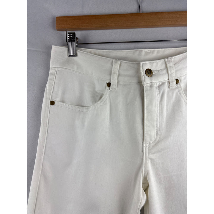 Women With Control White Straight-Leg Pants Size 4 Cotton/Polyester Blend