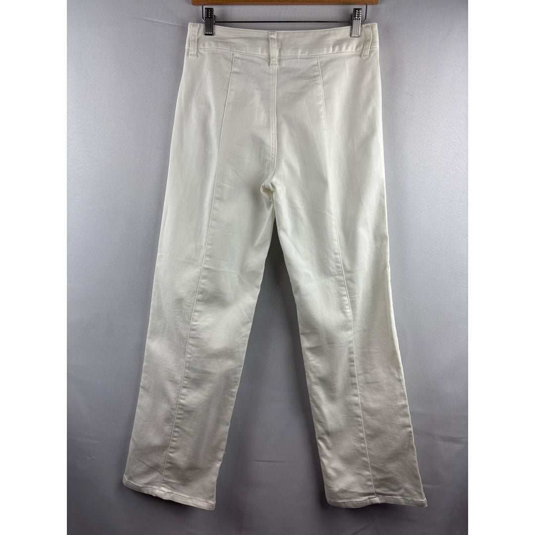 Women With Control White Straight-Leg Pants Size 4 Cotton/Polyester Blend