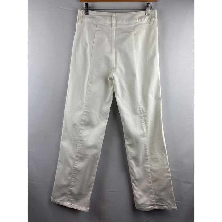 Women With Control White Straight-Leg Pants Size 4 Cotton/Polyester Blend