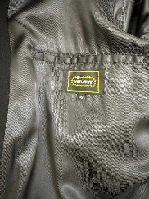 Virany Men’s Vintage 100% Wool Double‑Breasted Overcoat – Black, Sz42