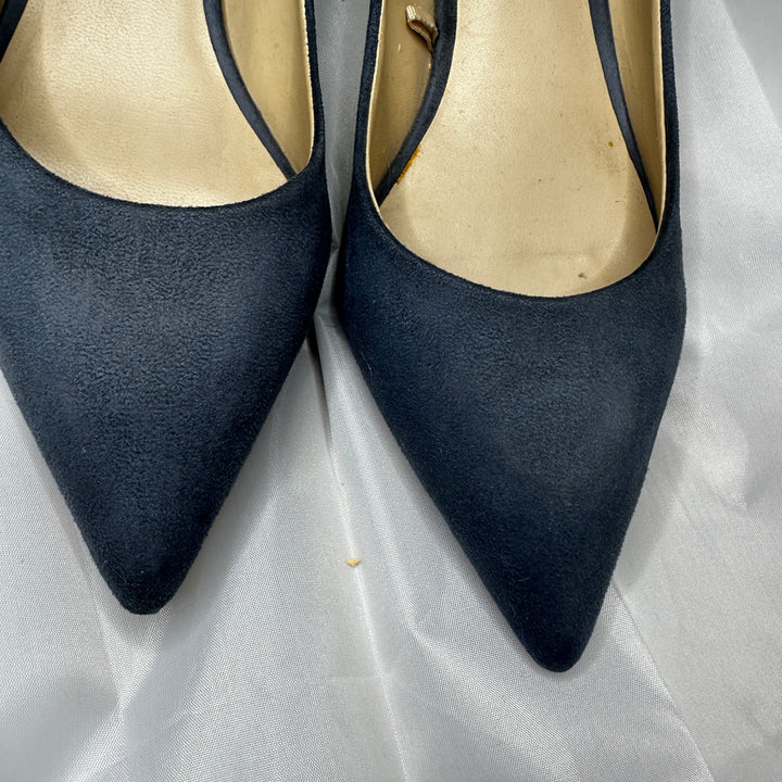 Zara Basic Gorgeous Blue Grey Suede Look Pumps with Silver-Tone Detail