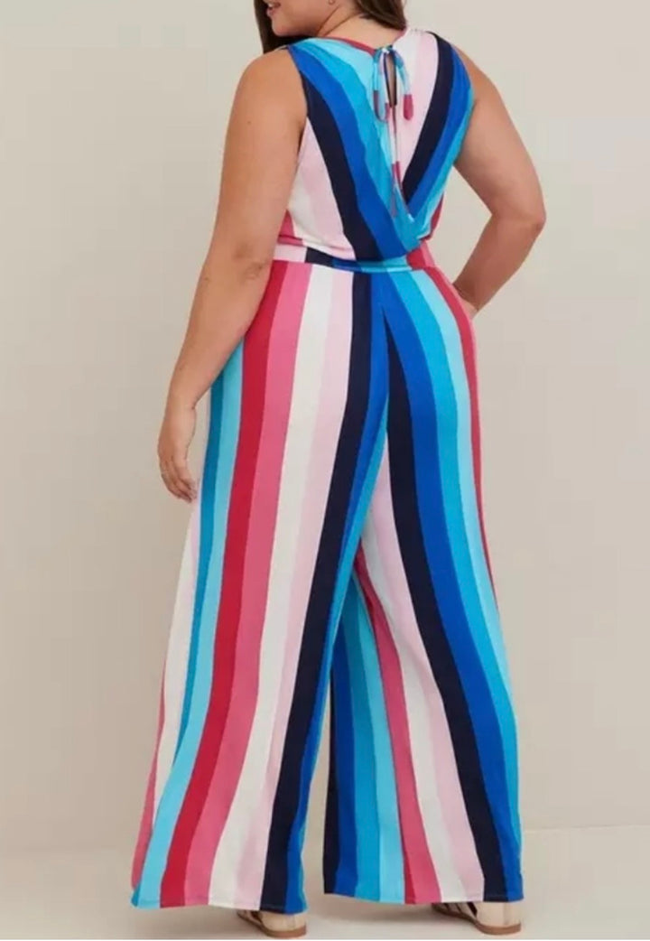 Torrid Stripe Wide Leg Jumpsuit NWT Sz1 / 1X /14-16