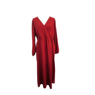 Women's Amazon Essential's Red Polyester Dress with Pockets- Size XL