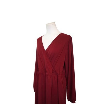 Women's Amazon Essential's Red Polyester Dress with Pockets- Size XL