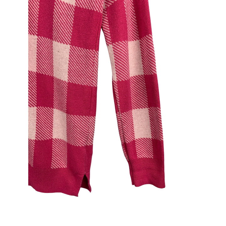 Belle By Kim Gravel Pink Plaid Sweater XS