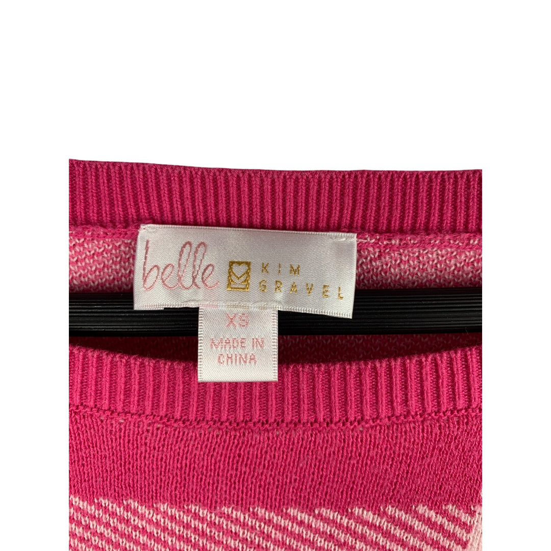 Belle By Kim Gravel Pink Plaid Sweater XS