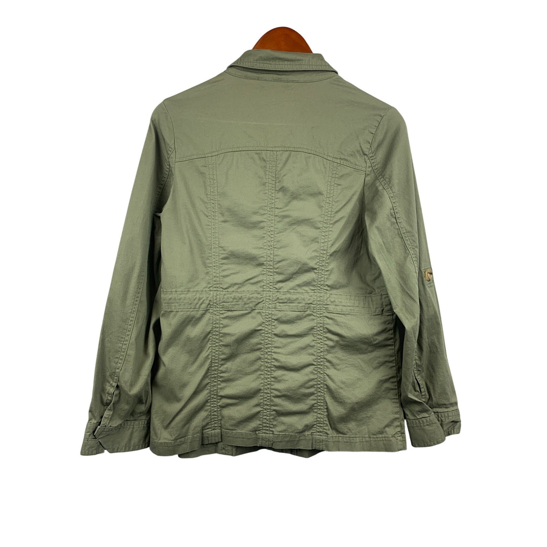 Womens Vintage Motto Olive Green Utility Jacket XS