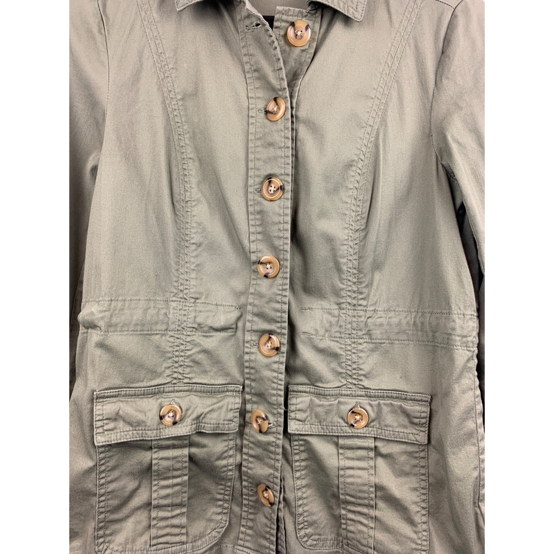 Womens Vintage Motto Olive Green Utility Jacket XS