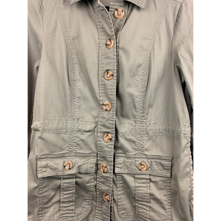 Womens Vintage Motto Olive Green Utility Jacket XS