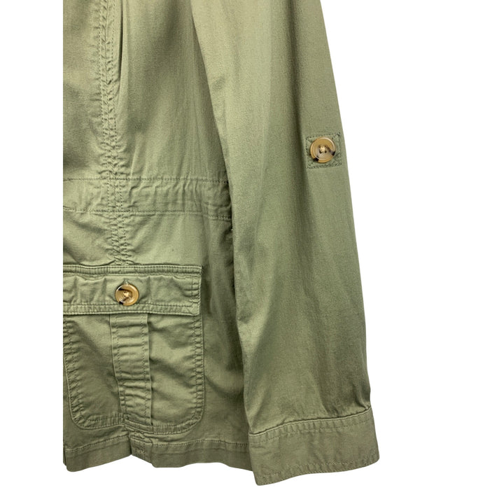 Womens Vintage Motto Olive Green Utility Jacket XS