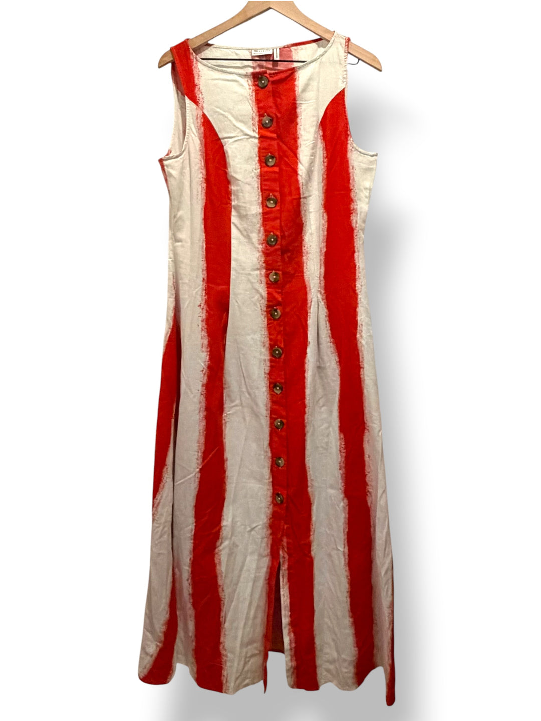 ASOS Design Red White Striped Cotton Linen Maxi Dress Size 10 NWT Resort Vacation