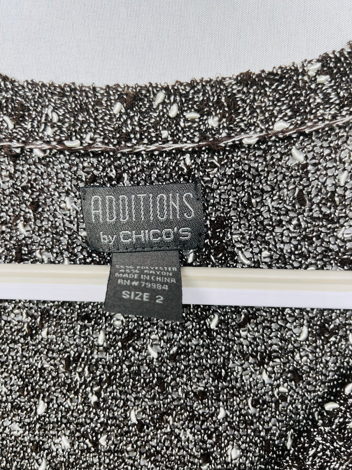 Chico’s Women’s Metallic V-Neck Sweater Shimmer Knit Pullover Dressy Top
