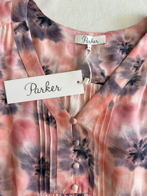 Parker Camilia Silk-Blend Muted Print Blouse SzXS NWT