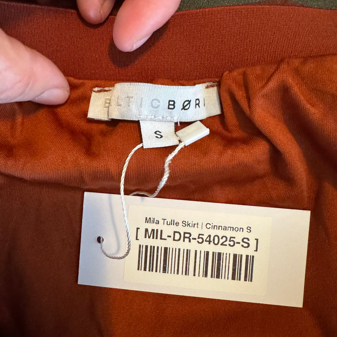 NWT Baltic Born "Mila Tulle Skirt", Cinnamon Brown, Maxi-Length, Size Small