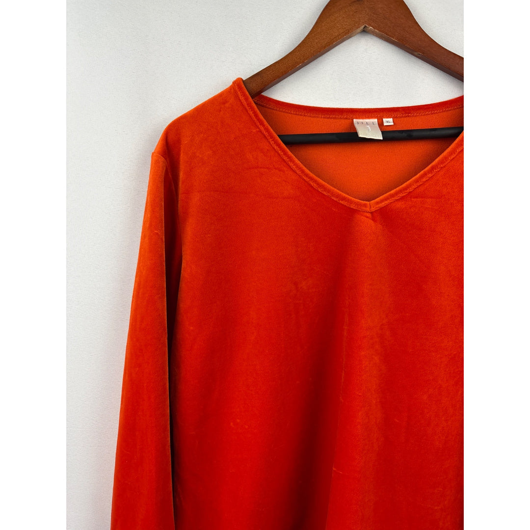 Women’s Jill by Rustan’s XL Blood Orange Velvet 3 Quarter Sleeve Shirt