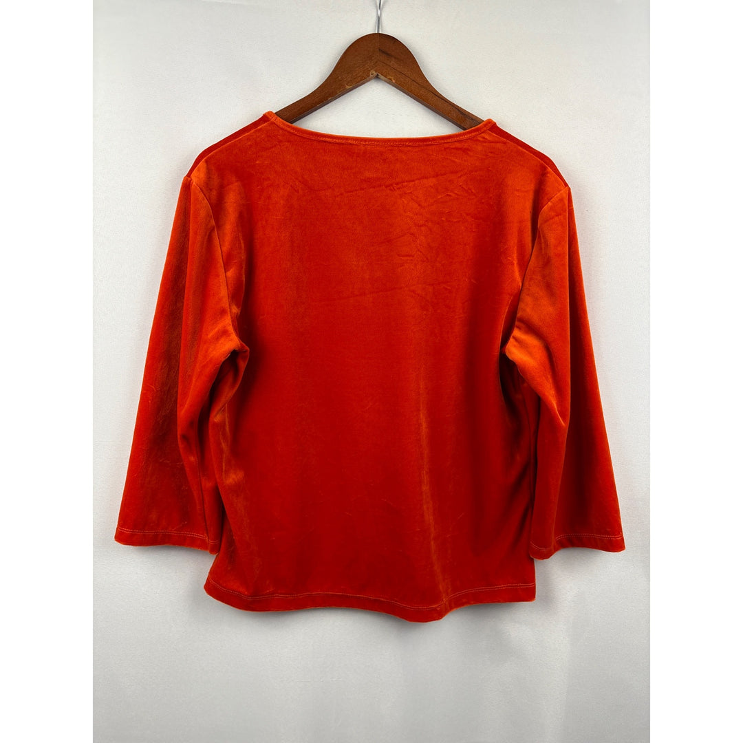 Women’s Jill by Rustan’s XL Blood Orange Velvet 3 Quarter Sleeve Shirt