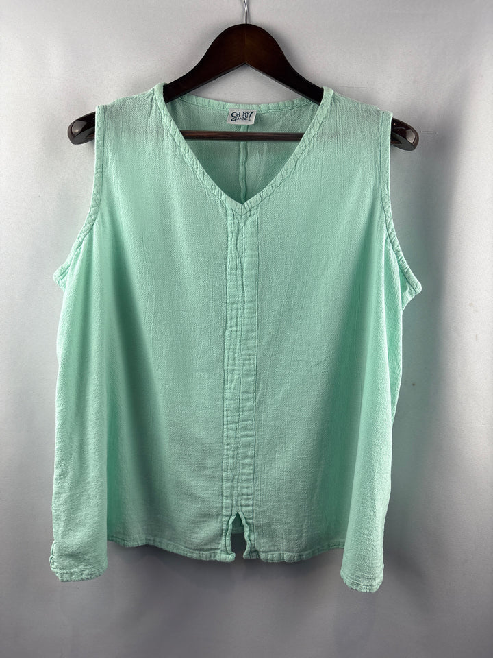Women’s Oh My Gauze! XXL Seafoam Blue Sleeveless Blouse