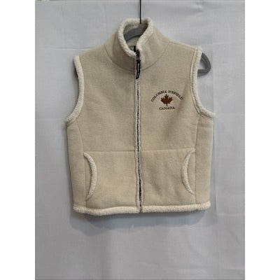 Vintage Rainbow Star Fleece Vest S/P Beige Embroidered Columbia Icefield Canada