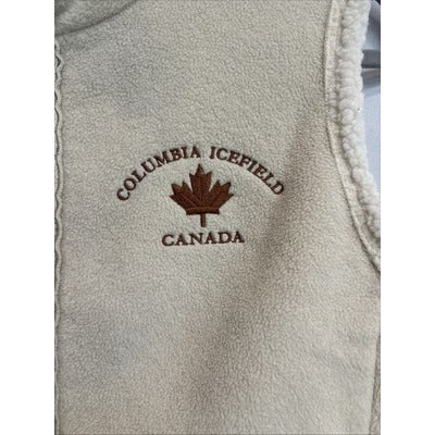 Vintage Rainbow Star Fleece Vest S/P Beige Embroidered Columbia Icefield Canada