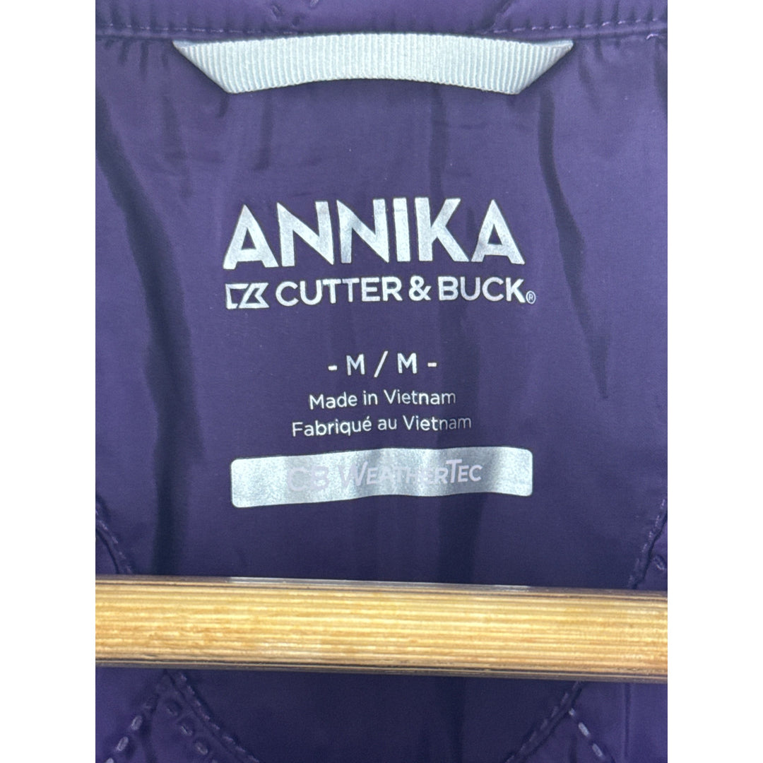 Annika Cutter & Buck Womens Convertible Jacket/Vest M Purple Quilted WeatherTec