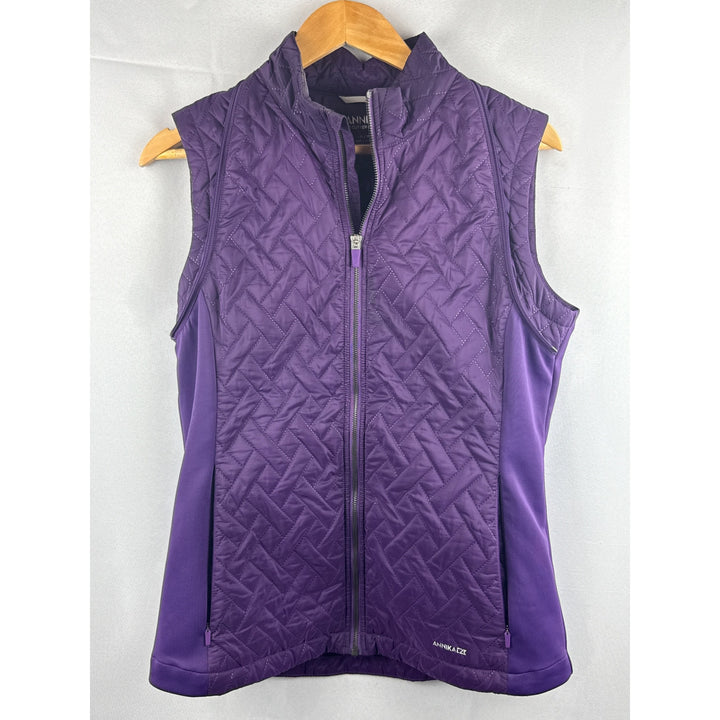 Annika Cutter & Buck Womens Convertible Jacket/Vest M Purple Quilted WeatherTec