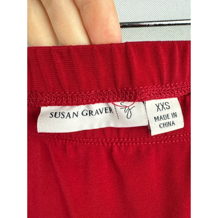 Susan Graver Womens Red Flared Skirt XXS Polyester Spandex Blend