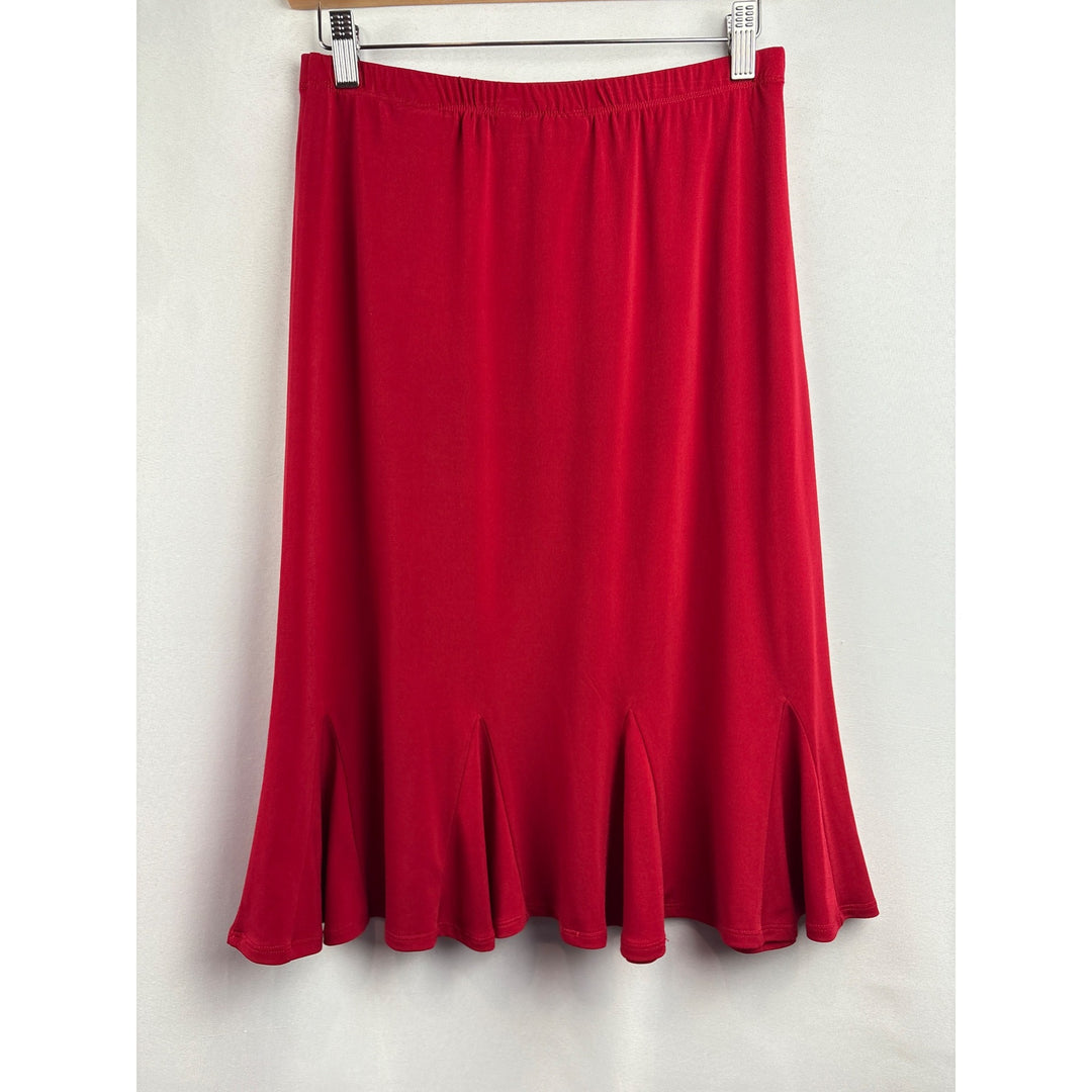Susan Graver Womens Red Flared Skirt XXS Polyester Spandex Blend