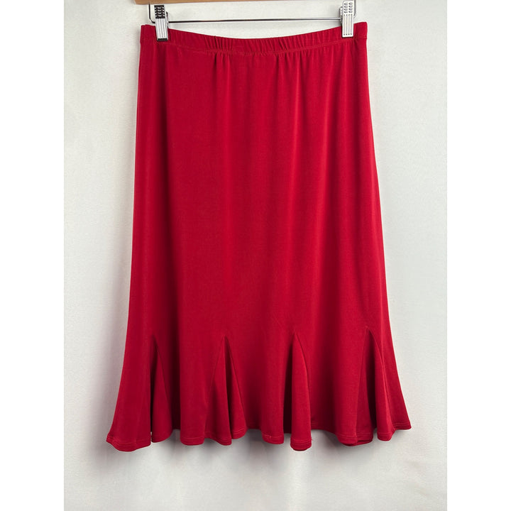Susan Graver Womens Red Flared Skirt XXS Polyester Spandex Blend