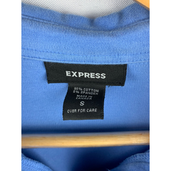 Express Blue Long Sleeve Polo Shirt S