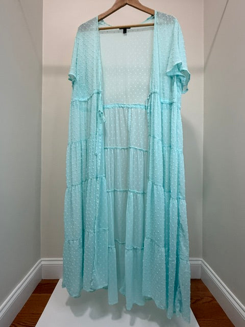 Torrid Swiss Dot Tiered Mesh Kimono Cardigan Cover Up Sz1/ 1X/ 14-16
