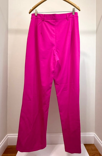 Finesse Hot Pink Feather‑Cuff Suit Set SzXL(14-16)  NWOT