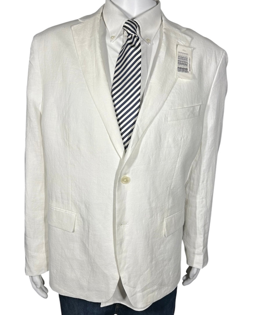 Lauren Ralph Lauren Men’s White Linen Suit 46R Jacket 40x30 Pants UltraFlex NEW!