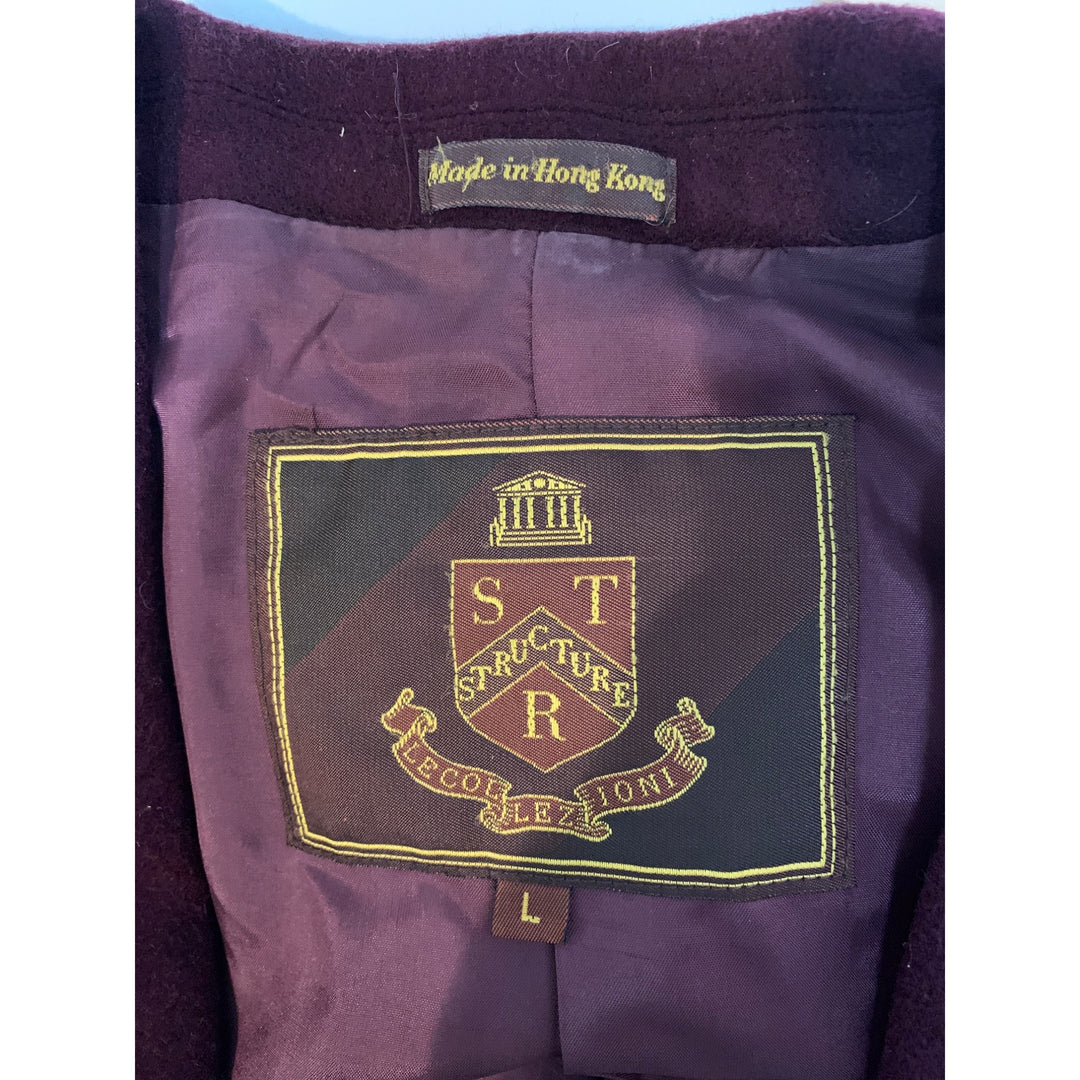 Mens Structure Collezioni Burgundy Blazer Jacket Size L
