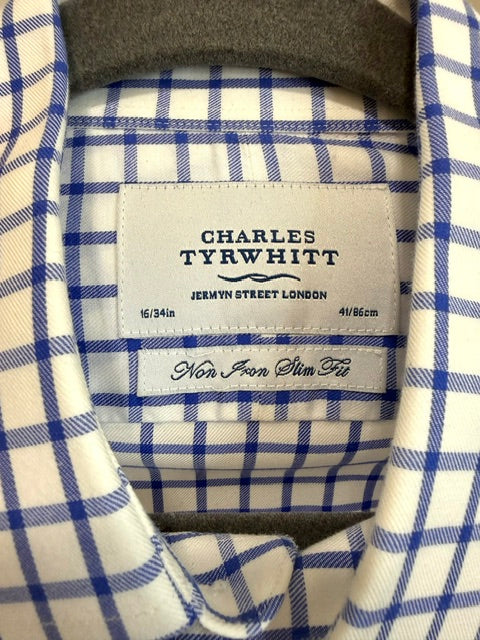 Charles Tyrwhitt Non‑Iron Slim Fit Check Shirt SzL(16/34)