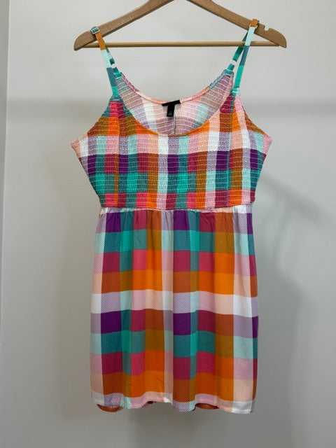 Torrid Stretch Challis Plaid Babydoll Tank Sz1 /1X / 14-16