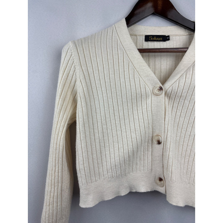 Women’s Saturun Medium Cream Cropped Cardigan