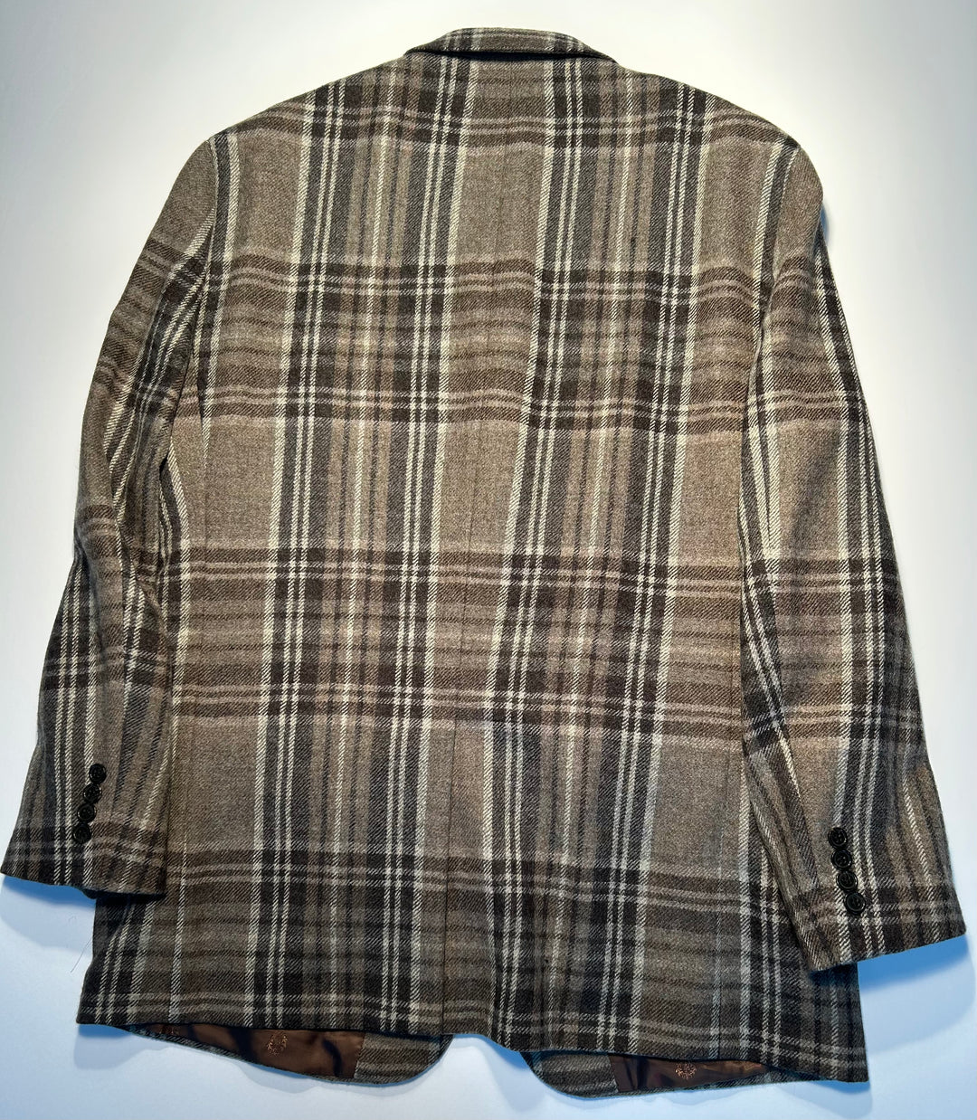 Lauren Ralph Lauren Men’s Brown Gray Plaid 100% Wool Blazer Sport Coat Size 46L
