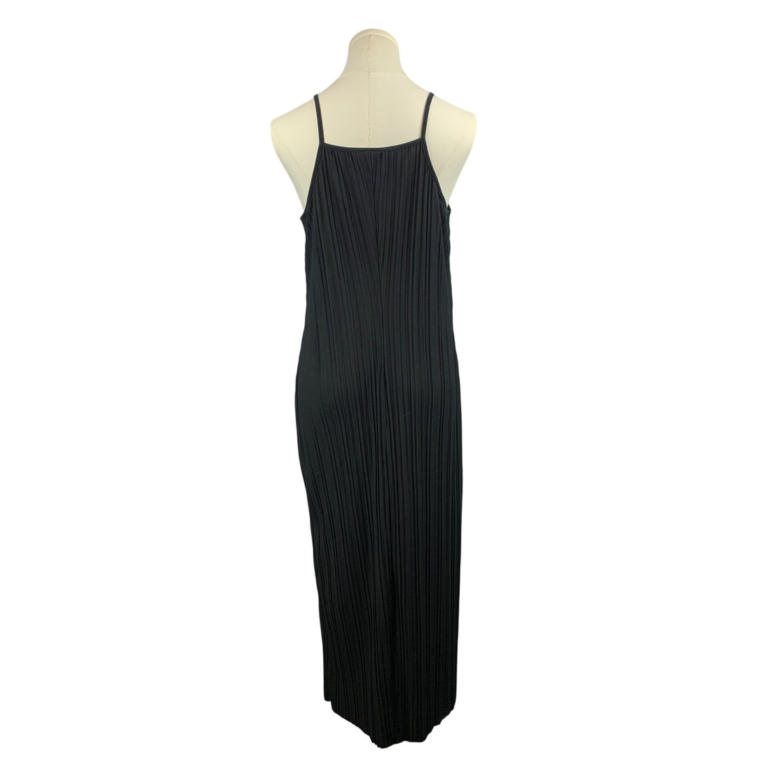 Black Pleated Maxi Dress With Spaghetti Straps