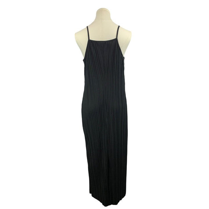 Black Pleated Maxi Dress With Spaghetti Straps